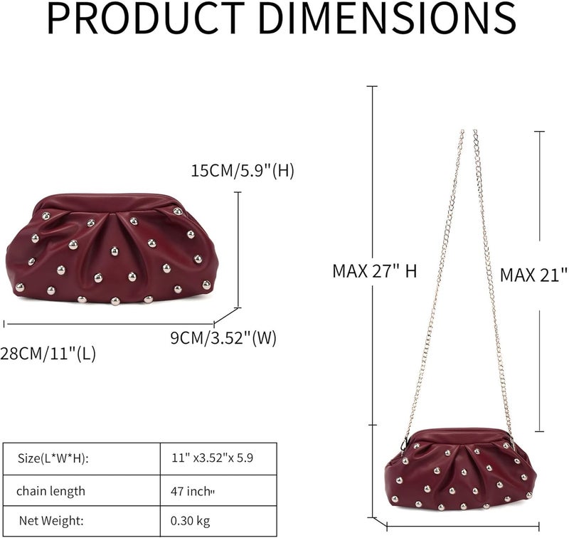 KingTo Store Clutch Purses for Women, Soft Cloud Bag Fashion Dumpling with Ruched Pouch Handbag for Crossbody Shoulder - Image 4